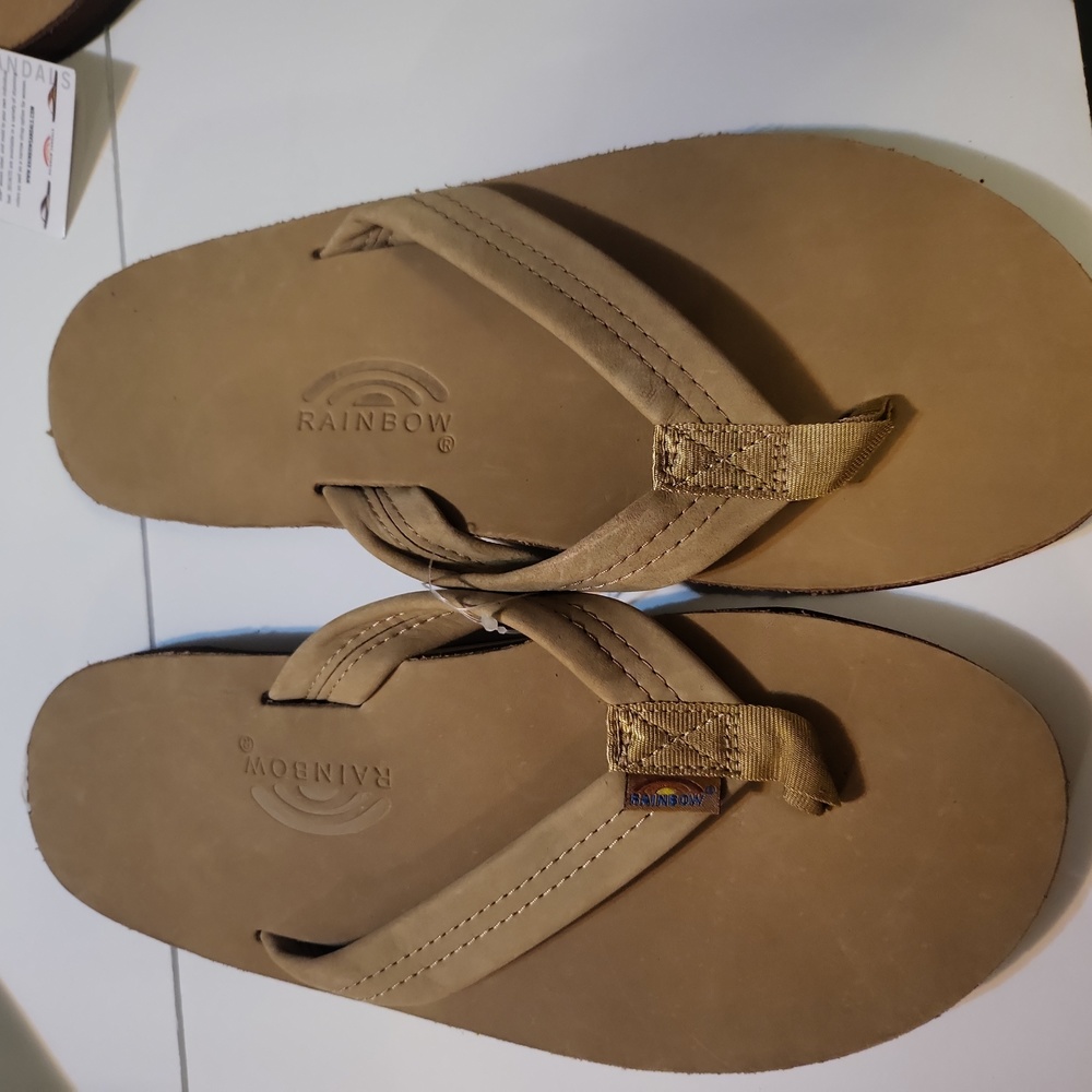 Rainbow Leather Single Layer Sandals